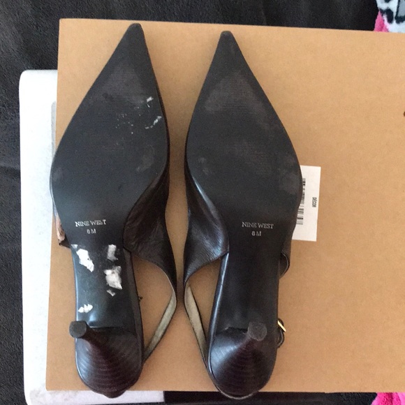 Nine West Godspeed brown leather slingback heel 8M - Picture 3 of 6
